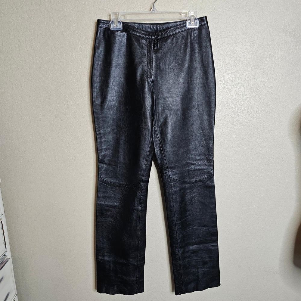 Vintage 90s Express Black Genuine Italian Lambskin Leather Pants lined 6